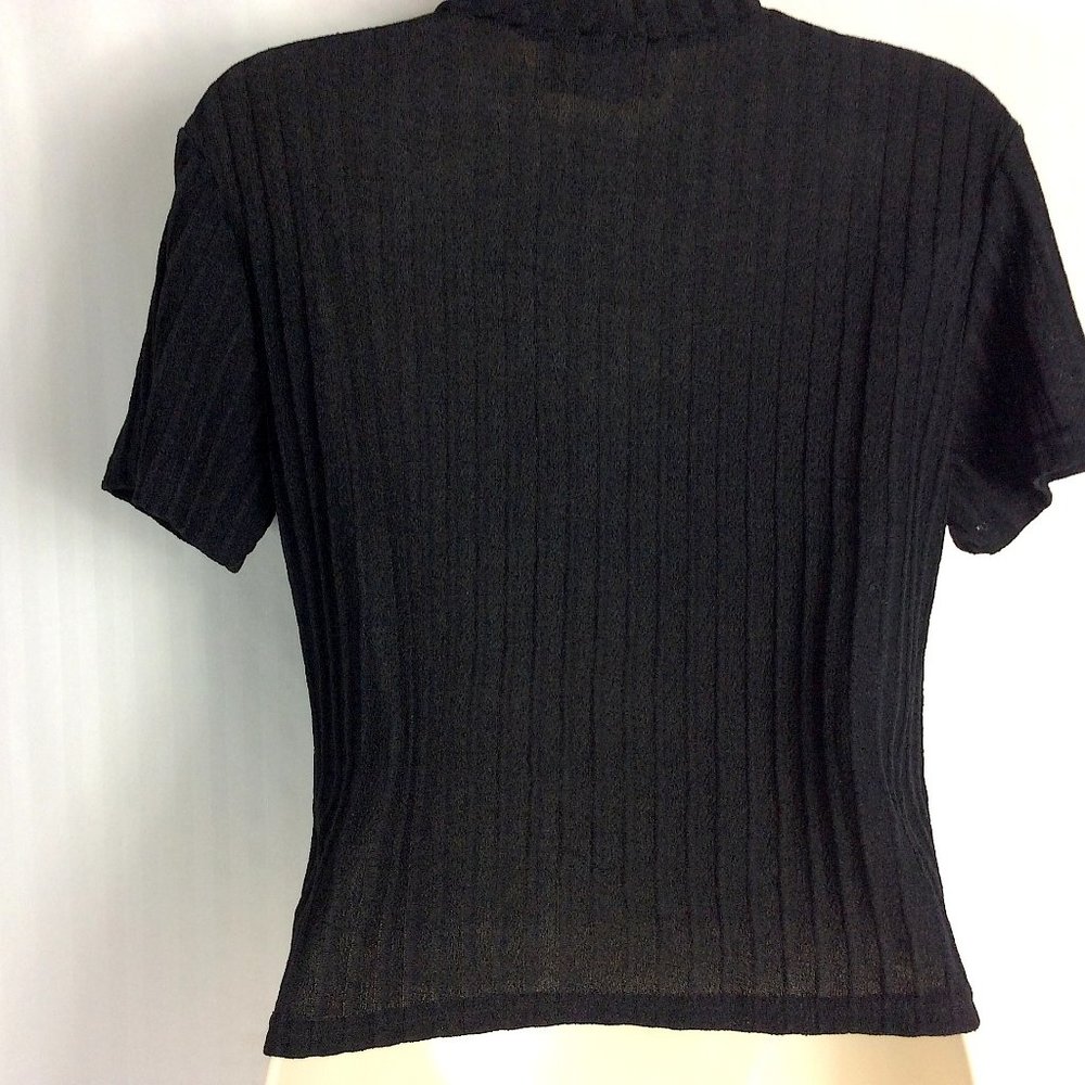 4/$25 Vintage Tiramisu Black Mock Neck Shirt Top Petite - Picture 6 of 7